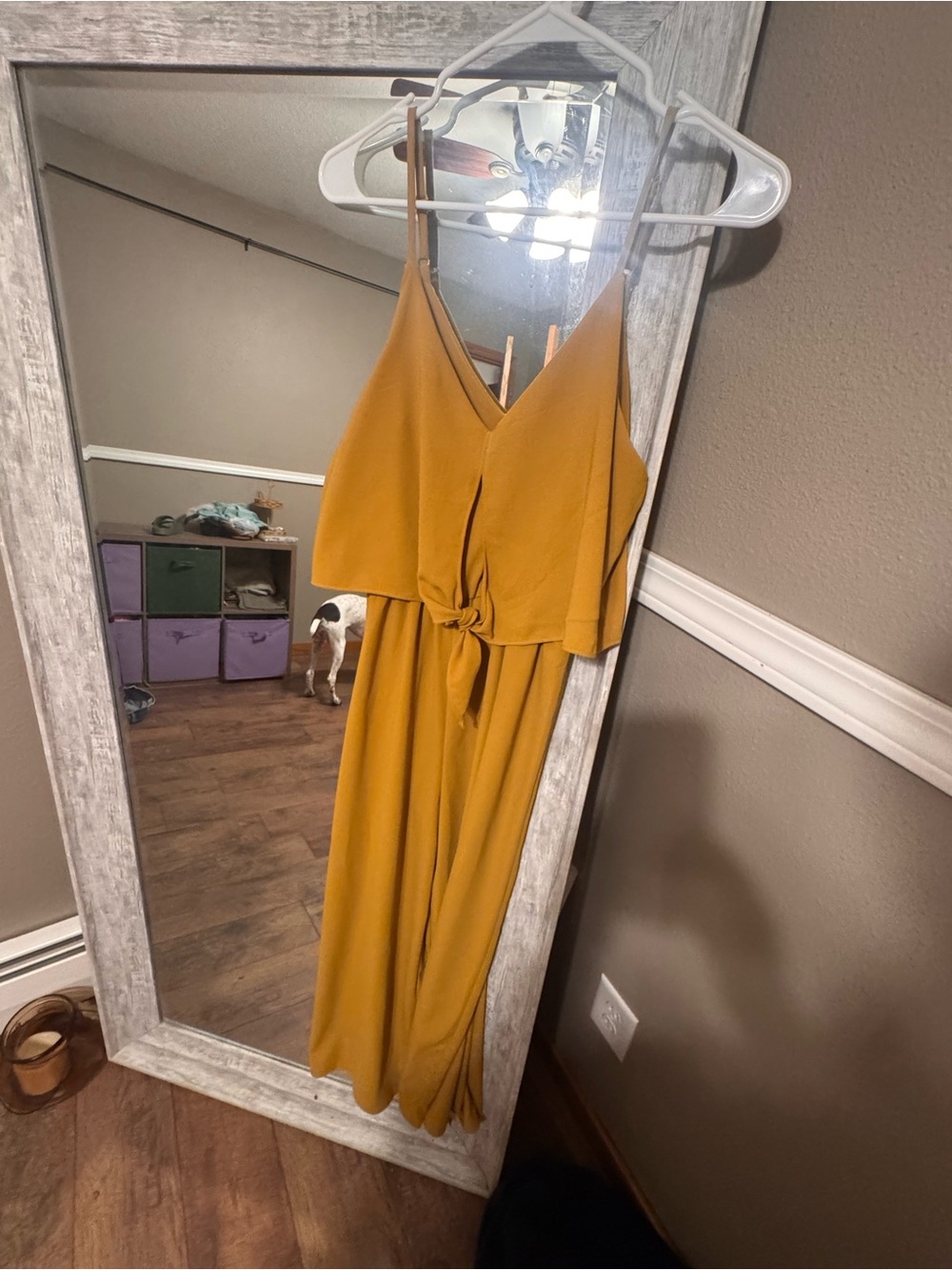 Mustard Seed Mustard Yellow Sleeveless Tie-Front Jumpsuit